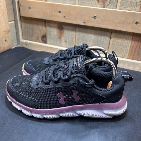 Under Armour Charged Assert 9 Womens Low Top Athletic Shoes Black/Lilac Size 7.5 - Picture 7 of 8
